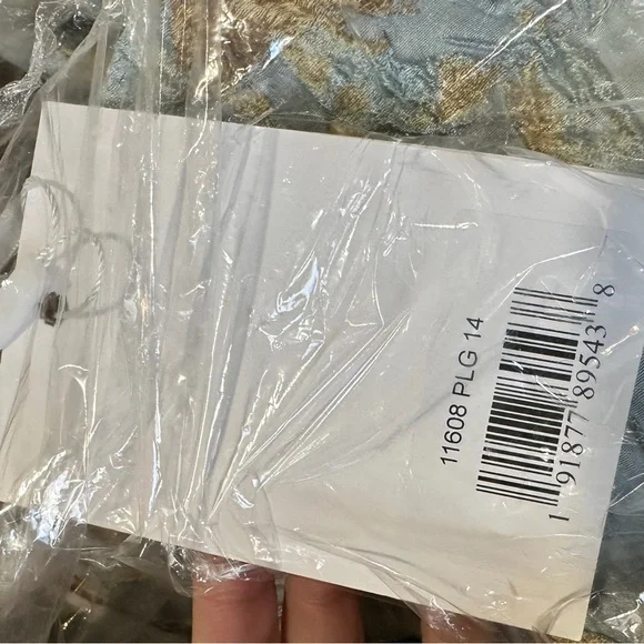 Mac Duggal Blue Brocade Puff Sleeve High Low Gown NWT - Picture 4 of 5